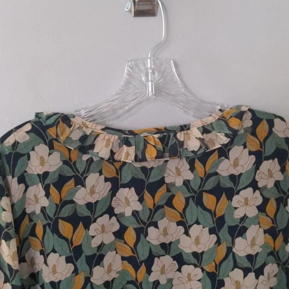 EUC✨ DANIEL RAINN navy women's XL Camila Ruffle Detail 3/4 sleeve Blouse - Picture 10 of 17